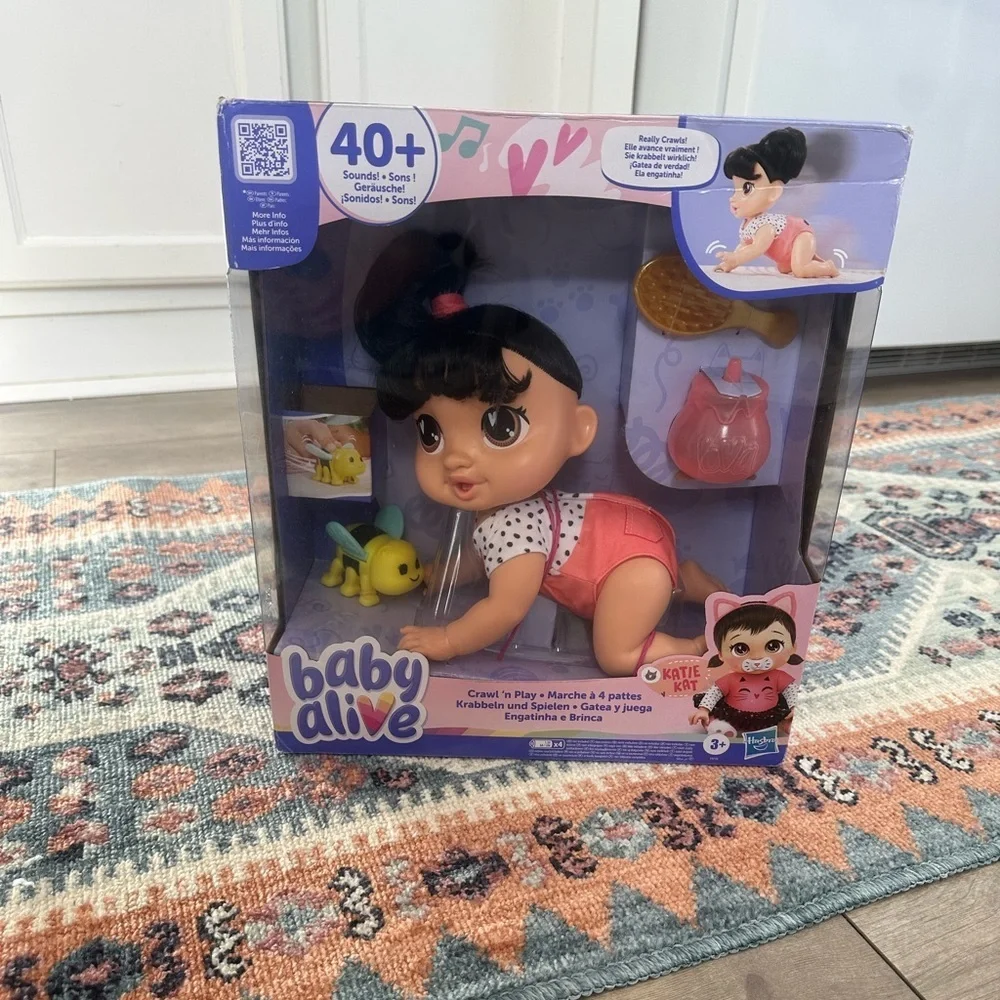New Baby Alive Crawl 'n Play Katie Kat Doll Electronic 40+ Adorable Sound Age 3+